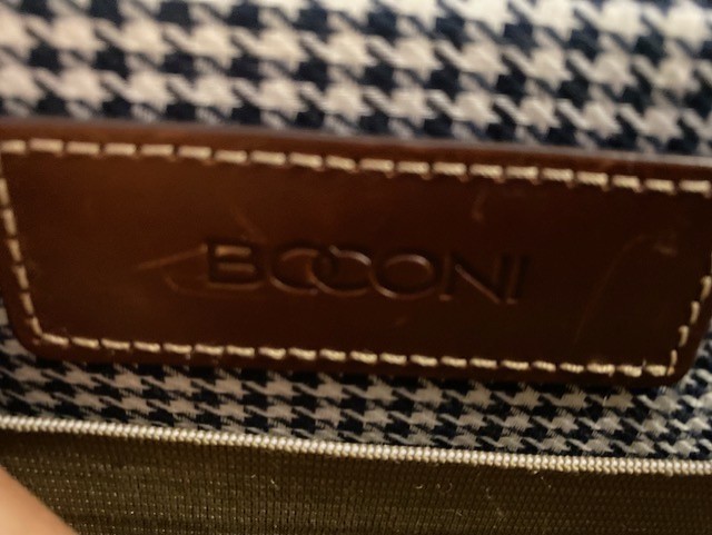 Boconi Cognac Leather Padded Briefcase w/Compartments