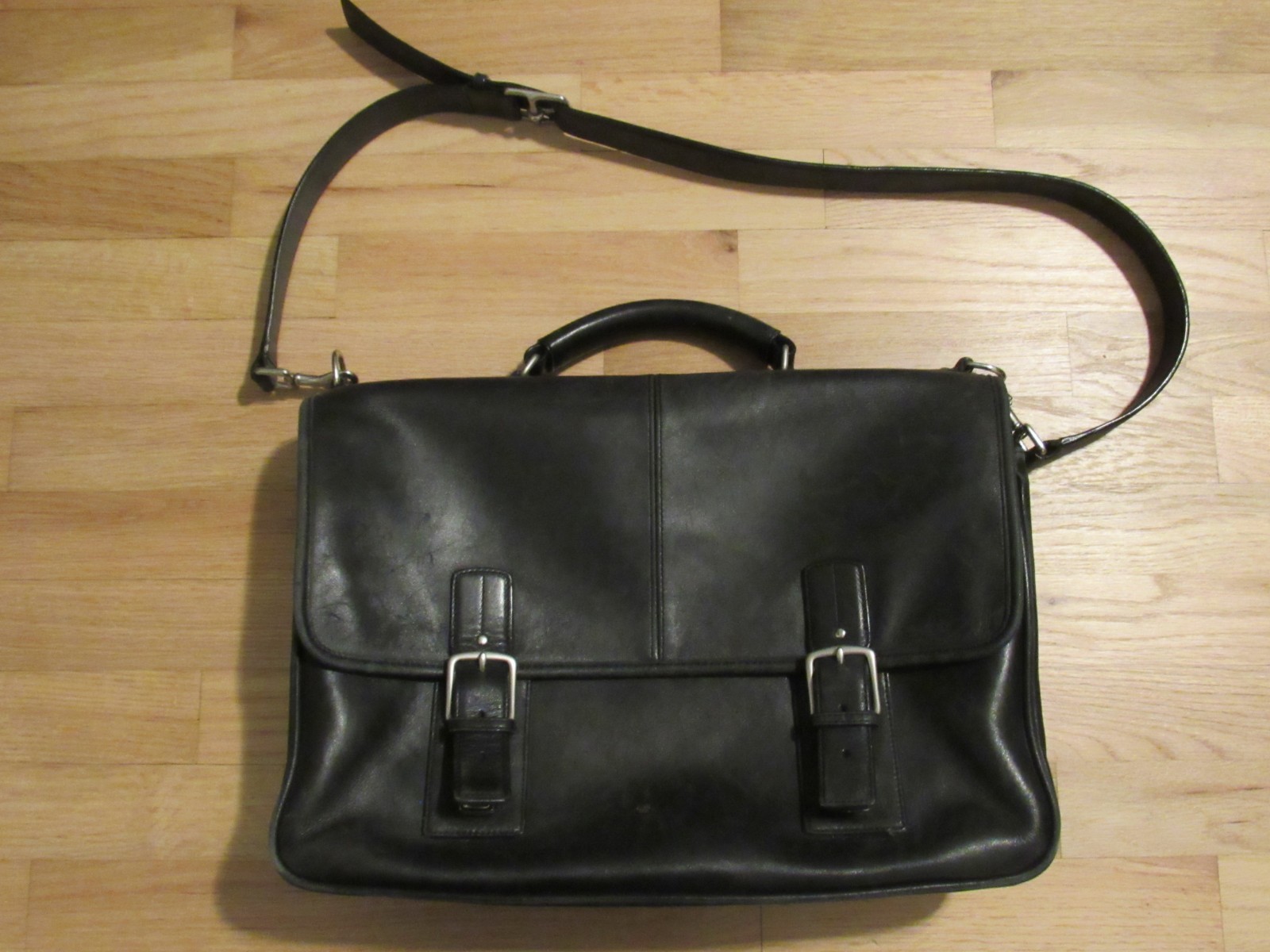 Coach Thompson Executive Black Leather Laptop Bag Briefcase Attache F06455