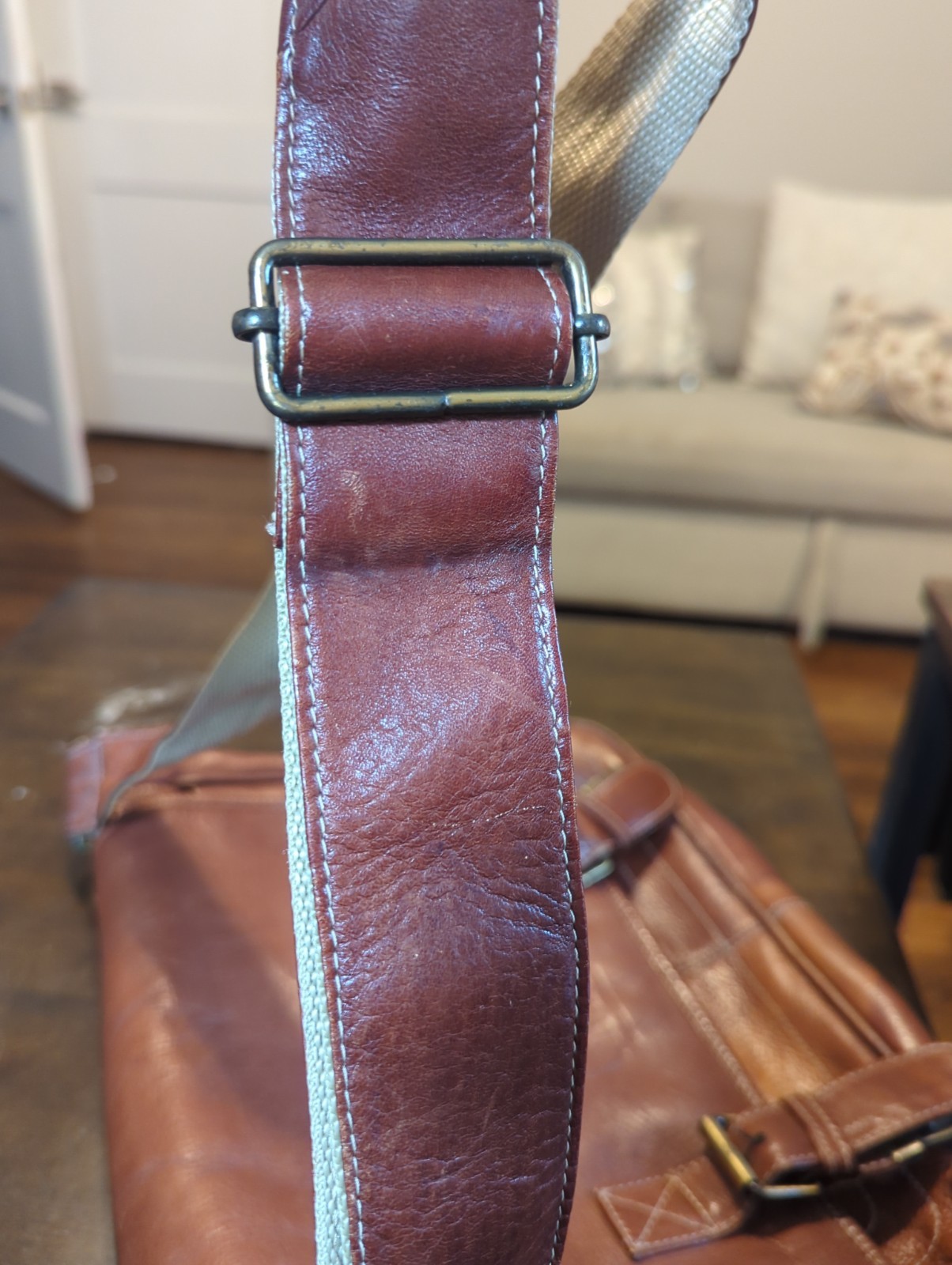 AMERICAN CREW Men’s Leather Messenger Work Bag Crossbody Bag Brown