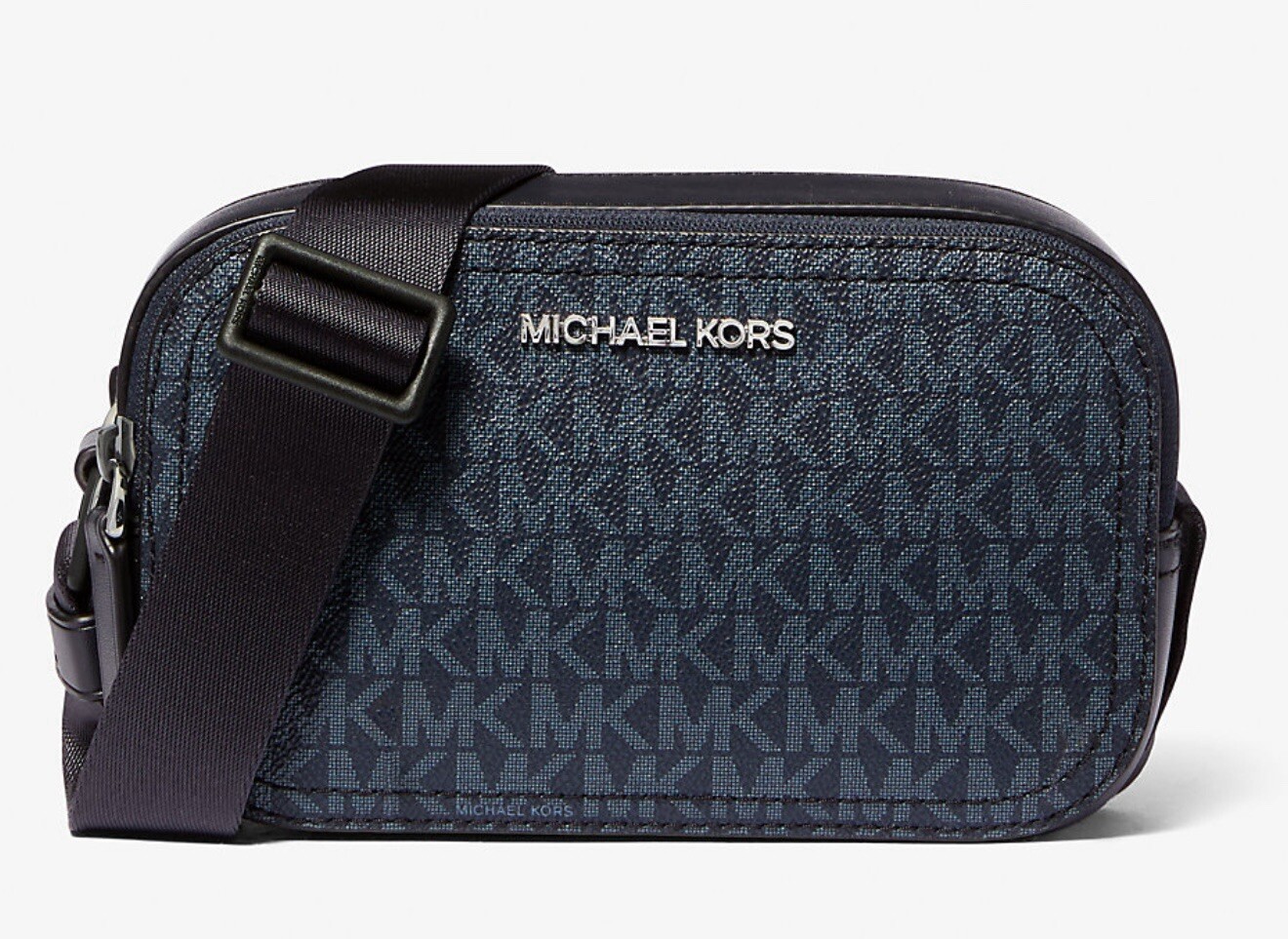 Michael Kors Cooper Signature Logo Double Zip Camera Bag Admiral Blue