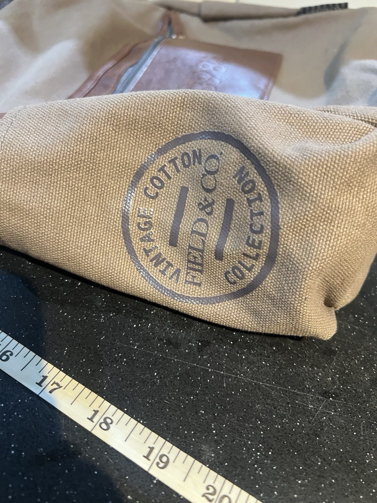 Leeds Vintage Field Co Collection Bag Tan Canvas with Brown Leather Trim