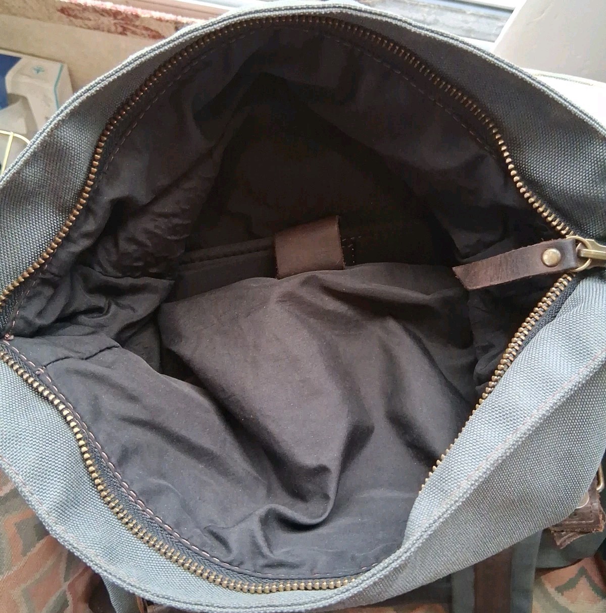 Waxed Canvas And Leather Roll Top Backpack