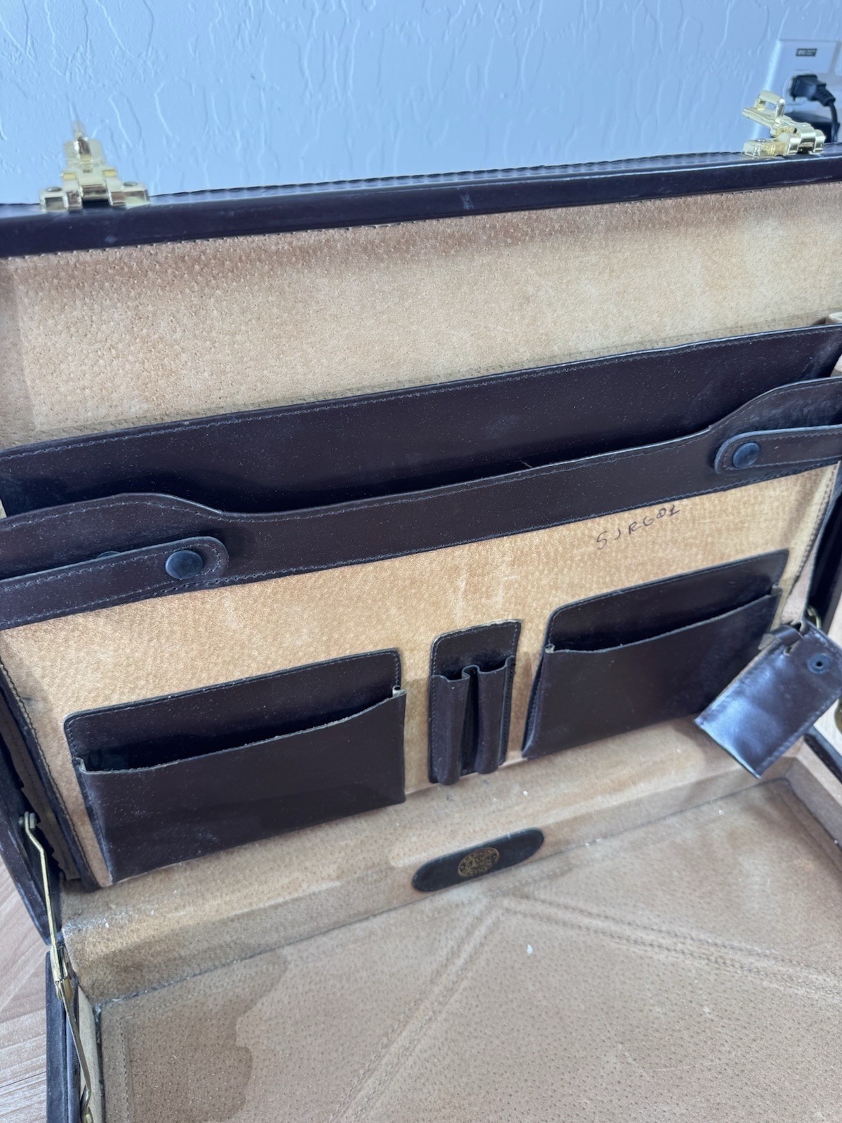 Franzen Briefcase Leather Suede Lined Combo Lock Germany Brown