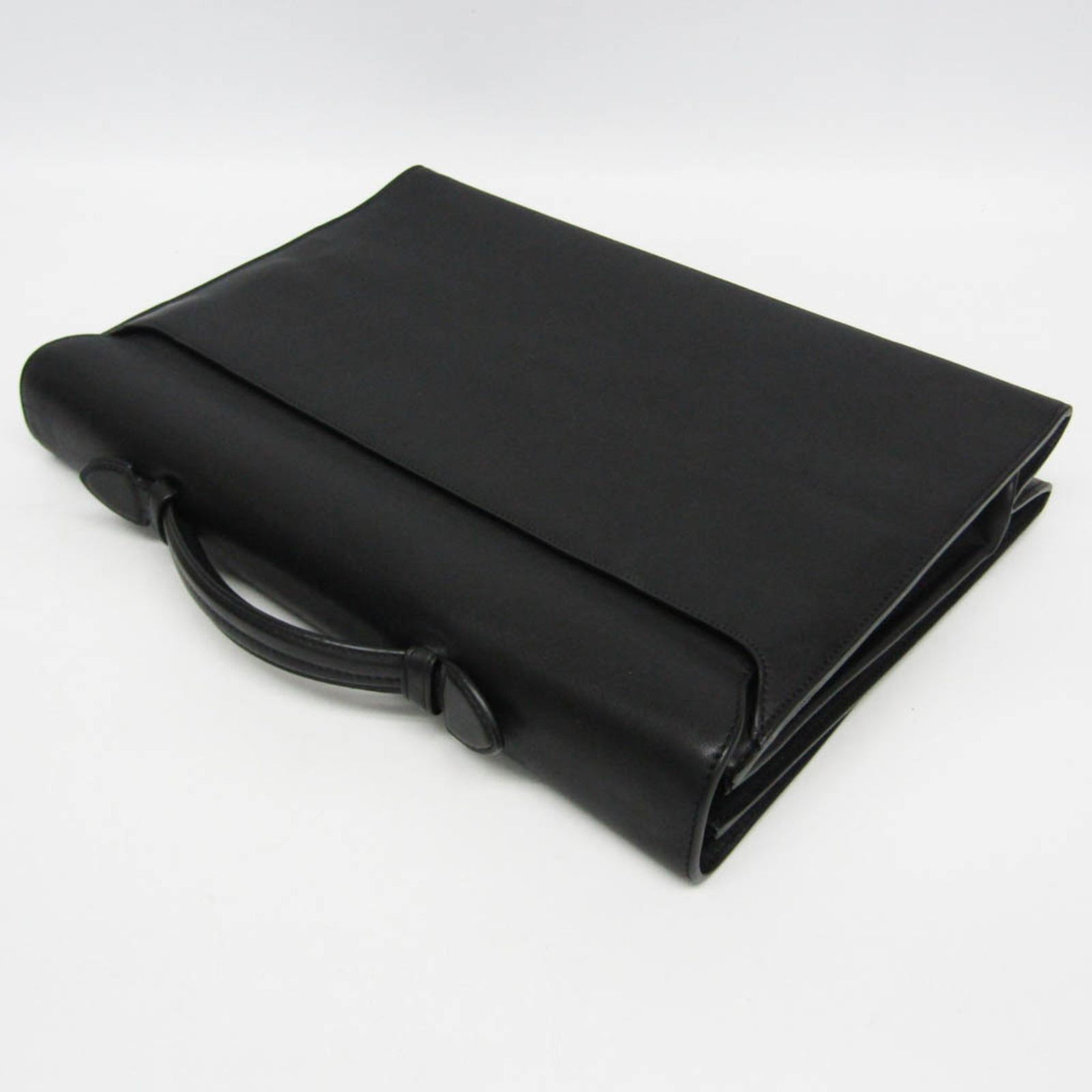 Dunhill MULSANNE Briefcase Business Bag Black Leather Flap Push Lock Men’s