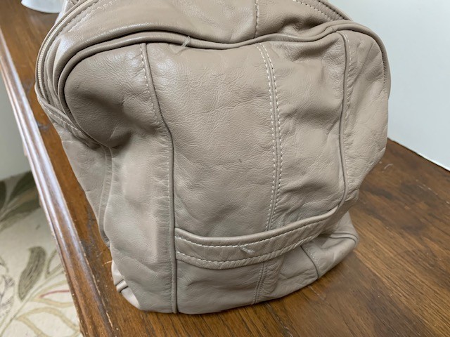 22″ X 10″ X 11″ Taupe Leather Duffle Carry-On Bag-Carroll Leather Goods-Vintage