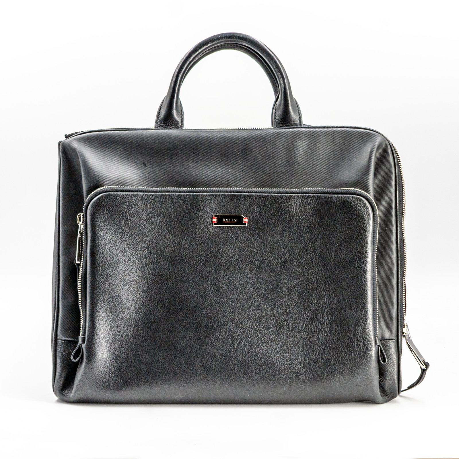 BALLY Valdio Business Bag in Leather and Canvas Trainspotting Slim Briefcase