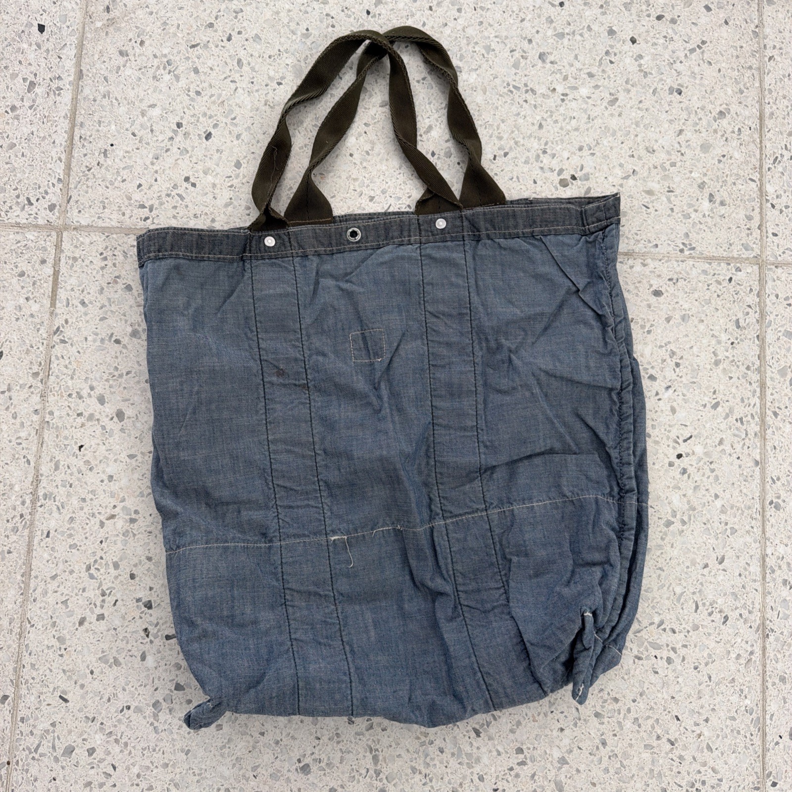 Vintage Post Overalls Chambray Tote Bag Blue/ Green