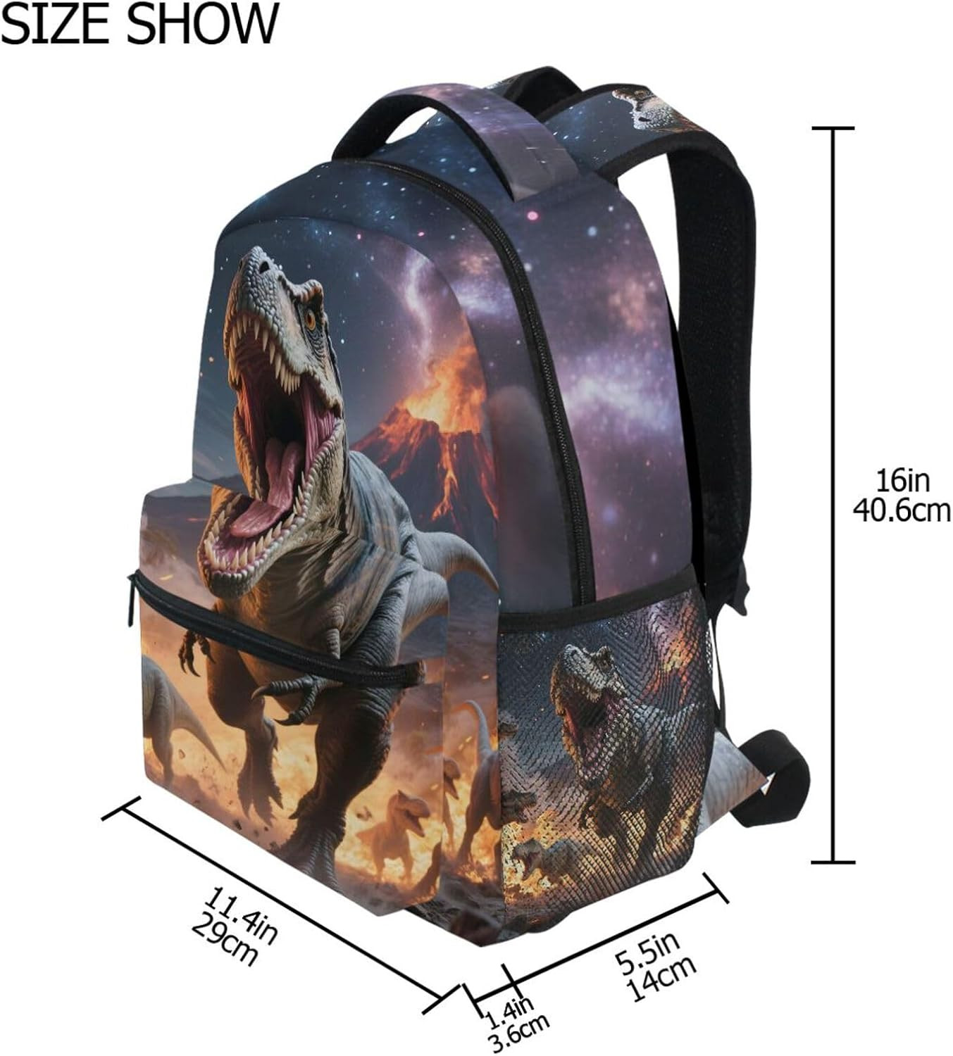 Dinosaurs Roar Backpack 3Rd 4Th 5Th Grade School Bookbags Travel Laptop Daypack