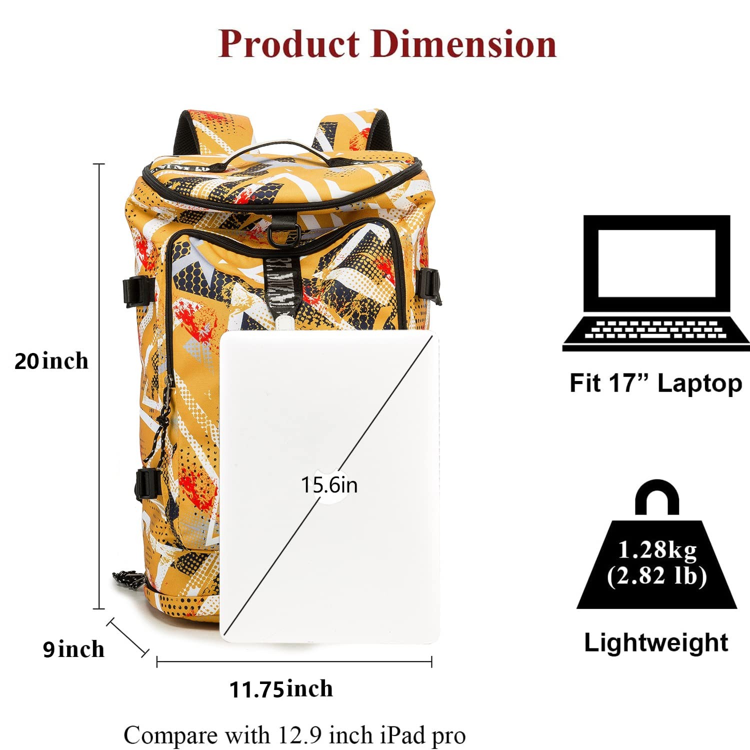 Waterproof 40L Black Duffle Bag Backpack for Travel Hiking
