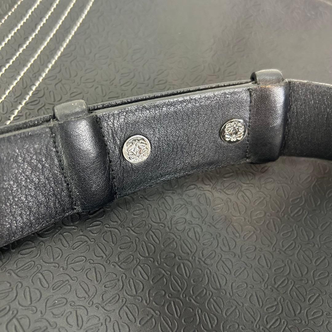 Loewe Repeat Anagram Embossed Shoulder Bag Sacoche Silver Hardware Black 25x28cm