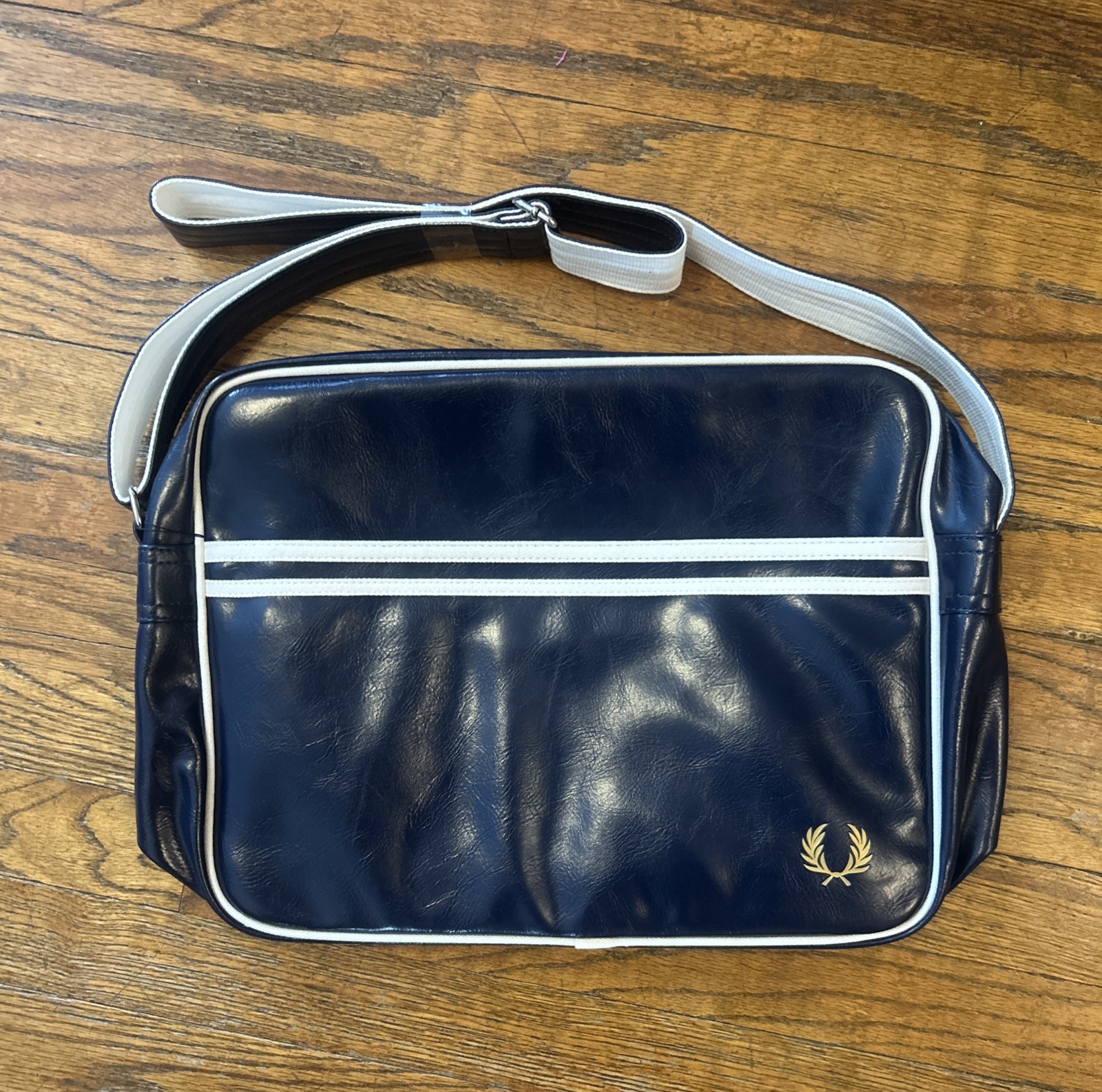 Fred Perry Laptop Bag Messenger Shoulder Bag Blue And White – L1180