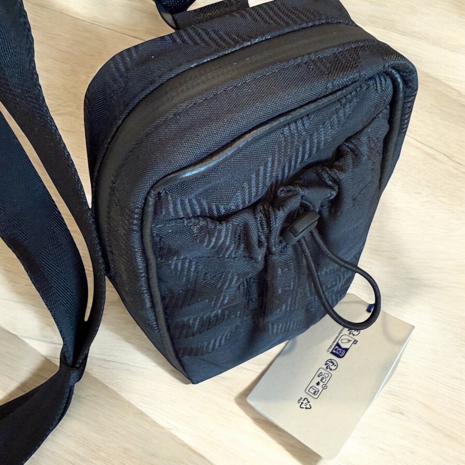 Burberry Check Black Nylon Jacquard Phone Bag