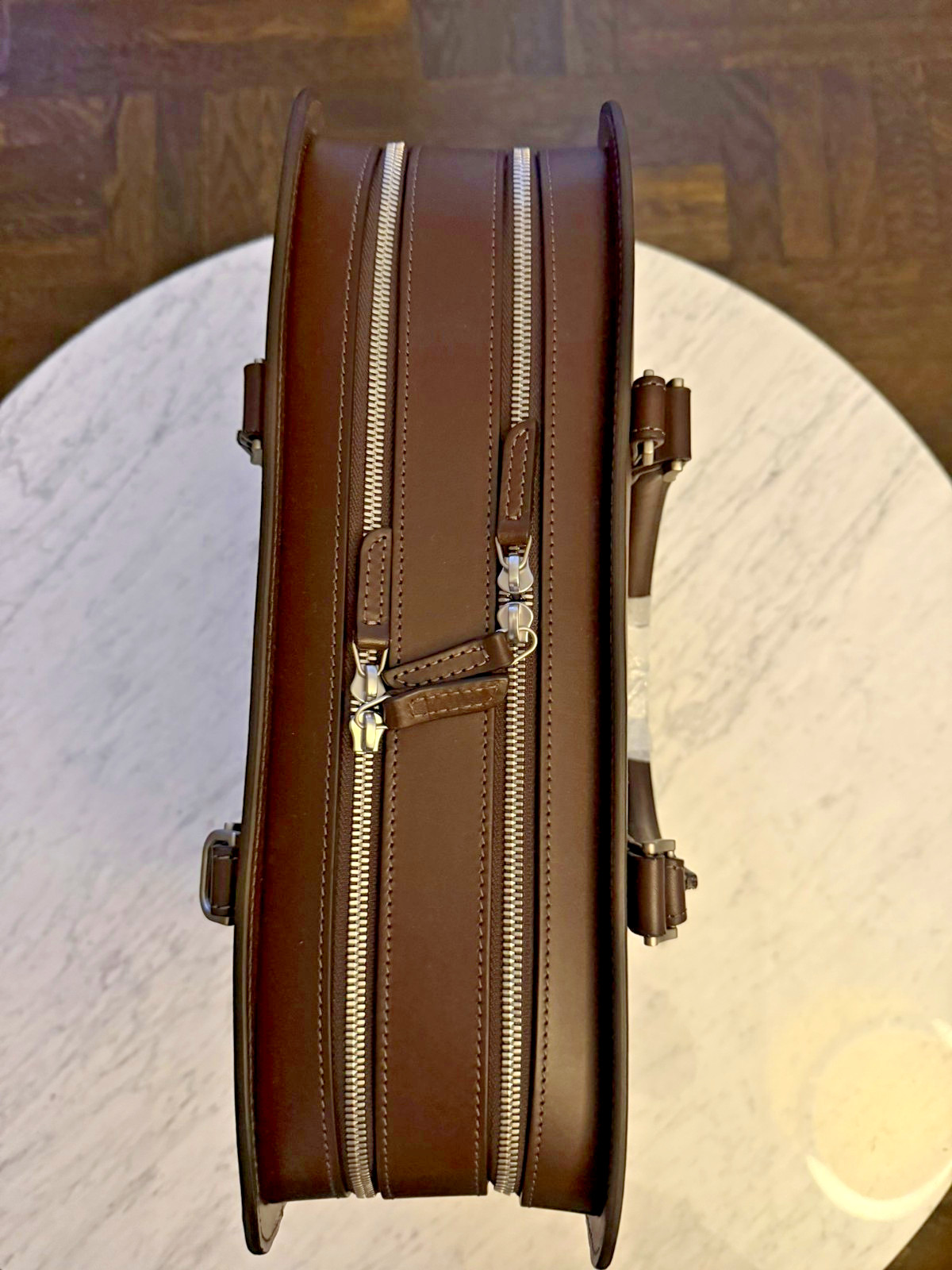 Carl Friedrik Palissy Double Briefcase Chocolate Smooth Leather
