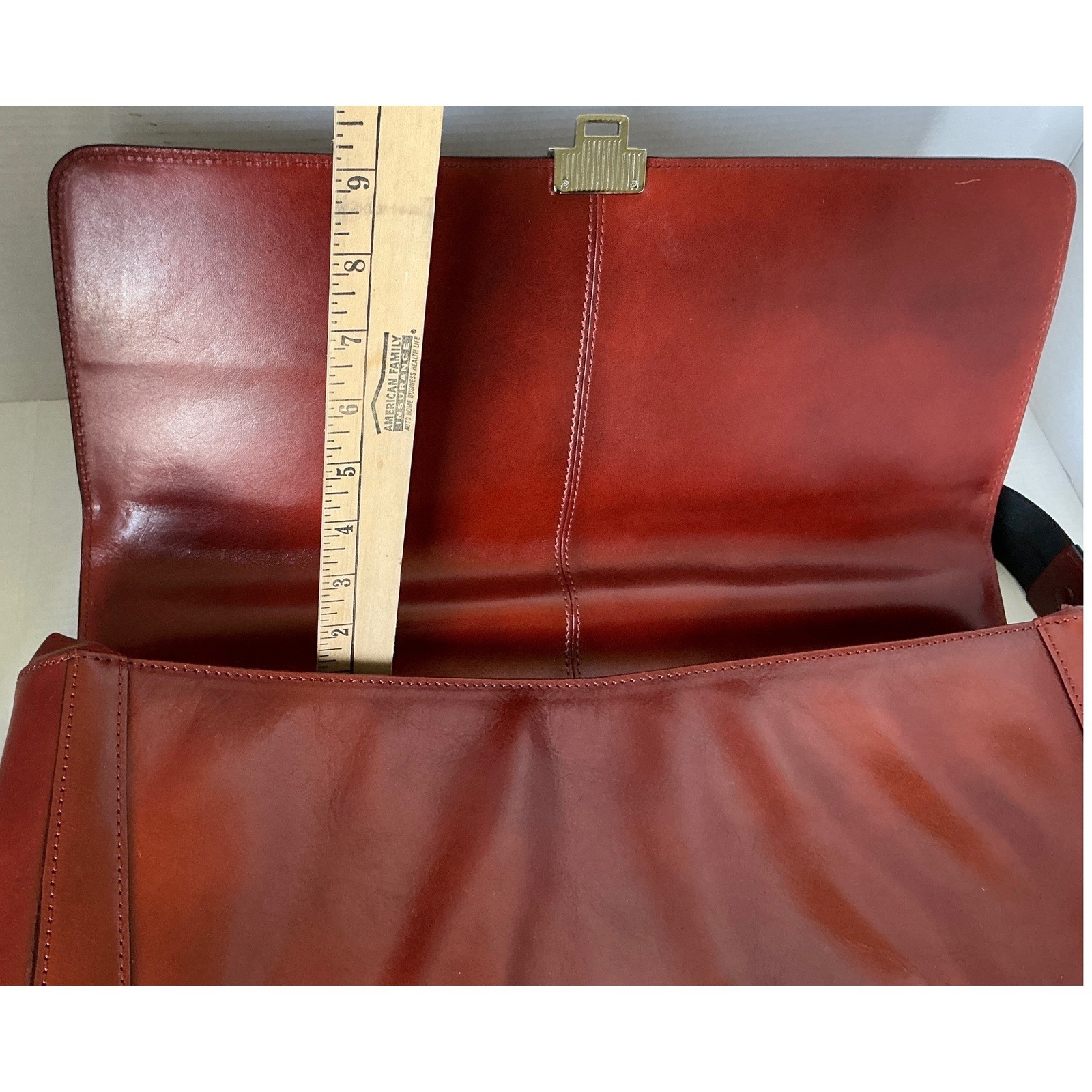 Bosca Leather Messenger Bag Amber Briefcase Laptop Crossbody Professional