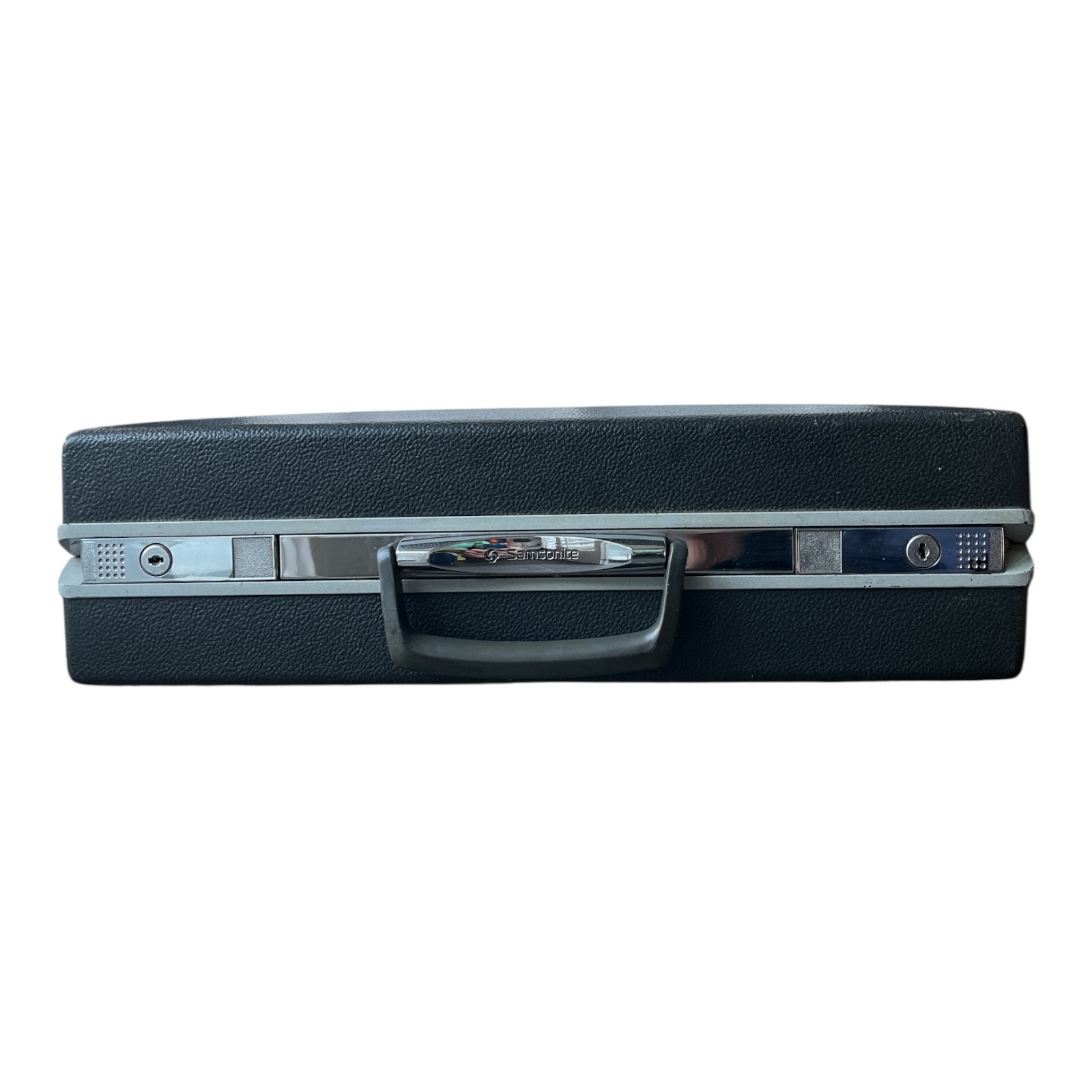 Vintage Samsonite Hard Shell Briefcase Gray Push Lock Clasps Made in USA 1970s