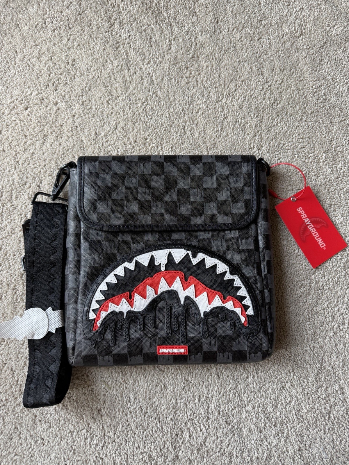 Sprayground Sawtooth Sharks In Paris Messenger Sling 🔥 Stylish Shoulder Bag NWT