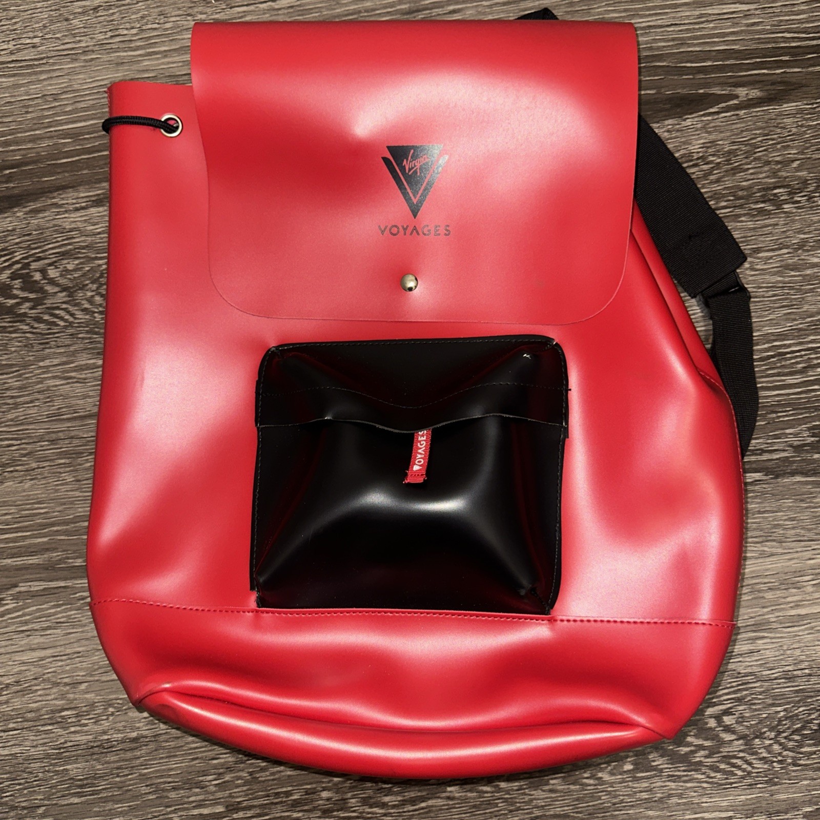 VTG Virgin Voyages Rubber Backpack Leather Look Red Bag Rare High Street Limited