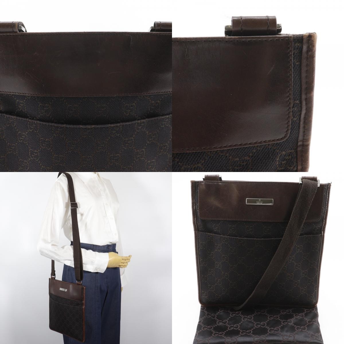 GUCCI Shoulder Bag 27639 Brown GG canvas mens
