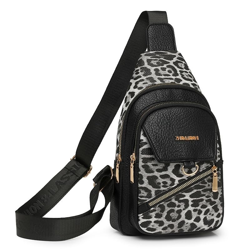 Sling Bag for Women, Leopard Print Crossbody Bag for Women Travel – Water-Rep…