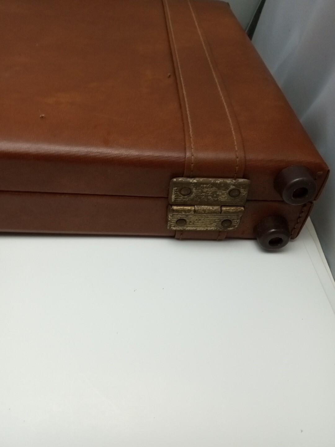Vintage Stebco Business Briefcase Brown Leather Made In Spain Missing Handle