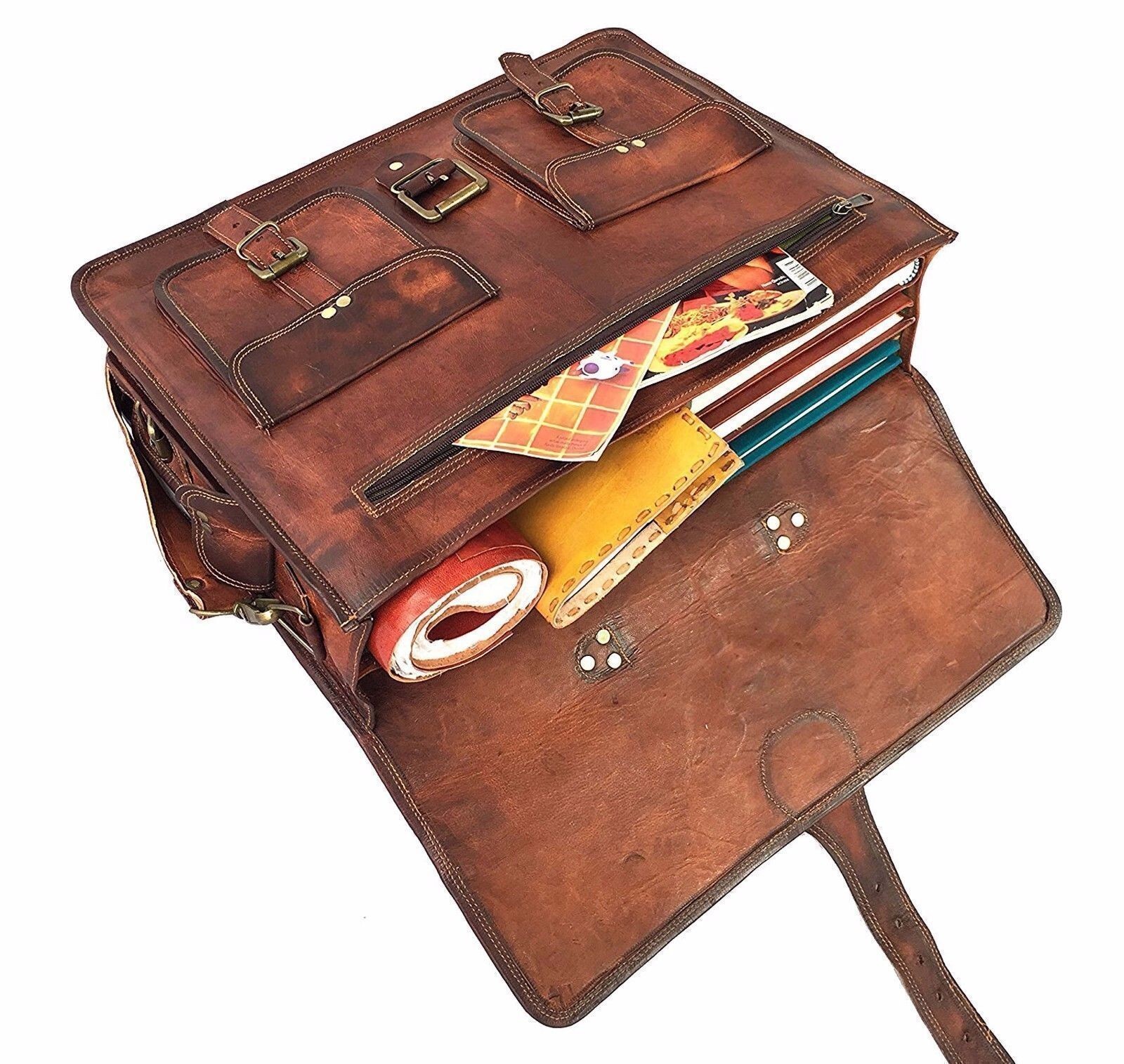 Vintage Men’s Genuine Leather Laptop Messenger Handmade Briefcase Bag Satchel