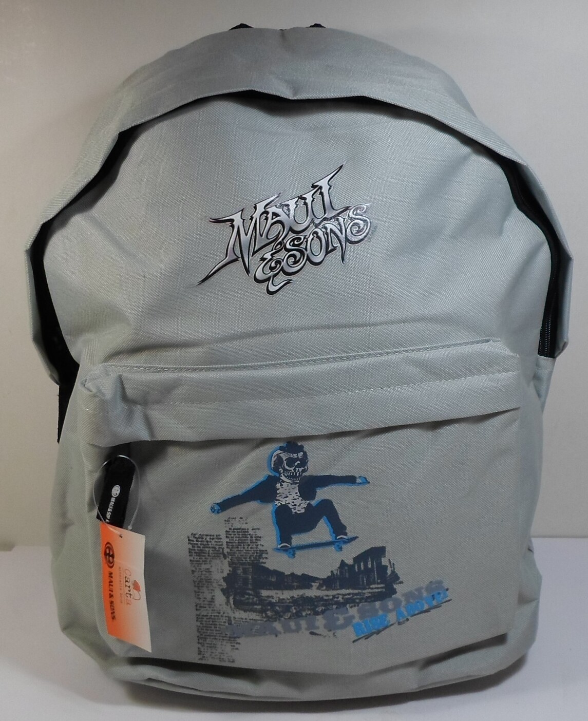 MAUI AND SONS VTG 17” GREY BACKPACK SCHOOL BAG GREEK EXCLUSIVE UNUSED