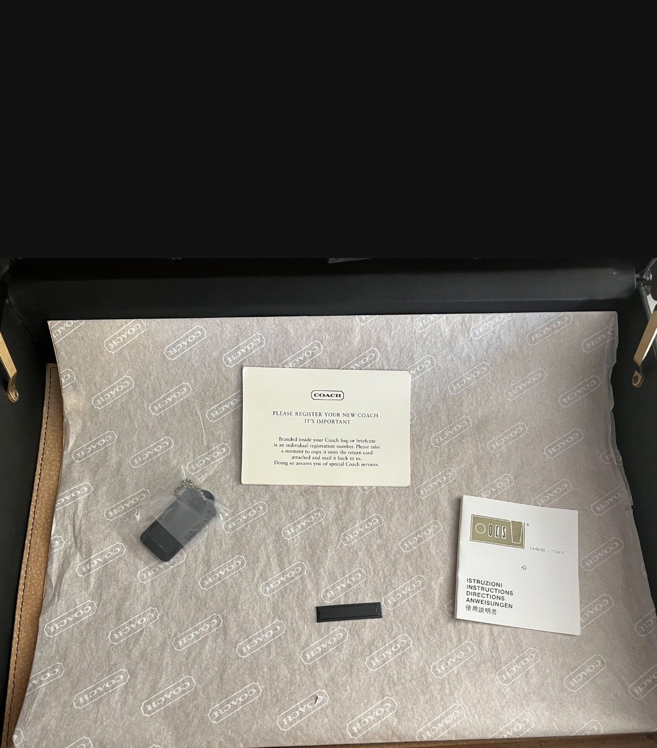 Coach Black Leather Hard Sided 4.5″ Briefcase Rare NOS Vintage Made In The USA.