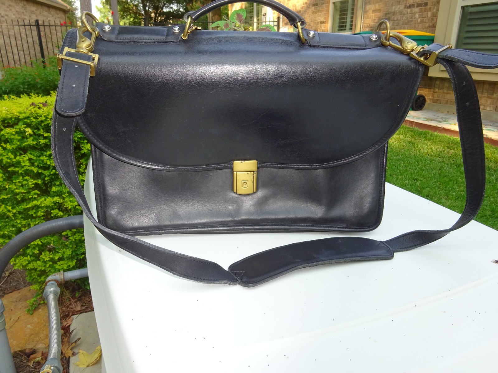 JACK GEORGES BLACK PROFESSIONAL BRIEFCASE; APPROX. 16″ X 12″; USA-MADE; CLASSIC