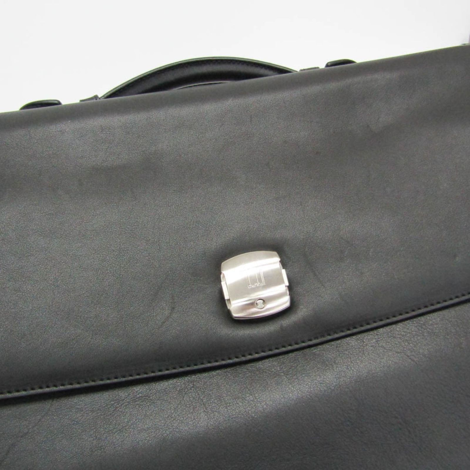 Dunhill MULSANNE Briefcase Business Bag Black Leather Flap Push Lock Men’s