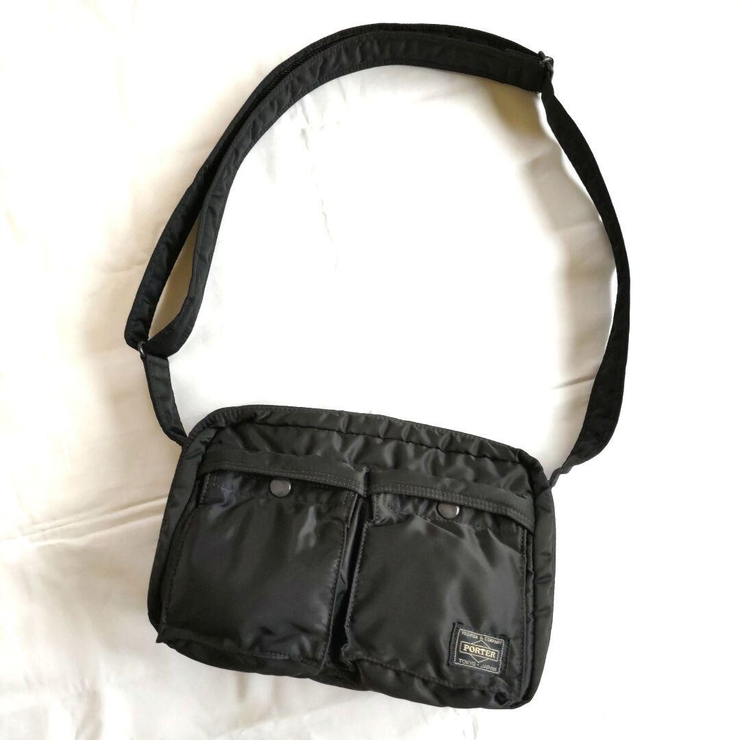 PORTER Tanker Black 2 Layer Shoulder Bag S Nylon Double Zip Japan 27cm 17cm 8cm