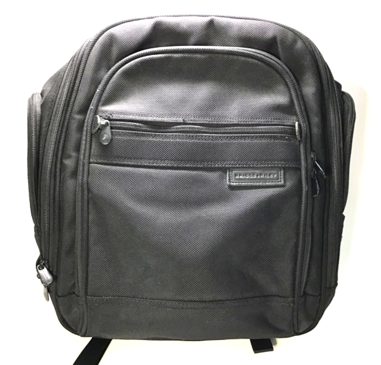 BRIGGS & RILEY BLACK CANVAS BACK PACK – 15X16 OD DIAMETER – MULTI COMPARTMENT