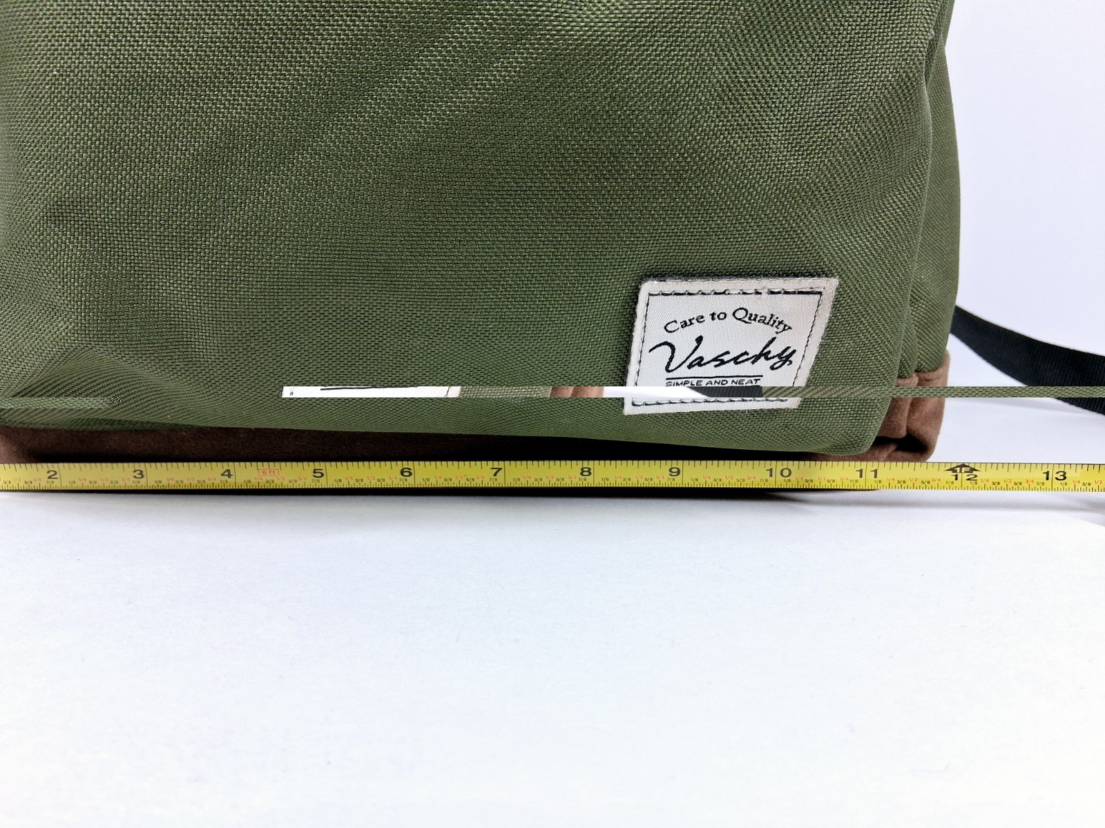 Vaschy Green & Brown Backpack Zip Adjustable Strap Pockets Travel Good Pre-owned