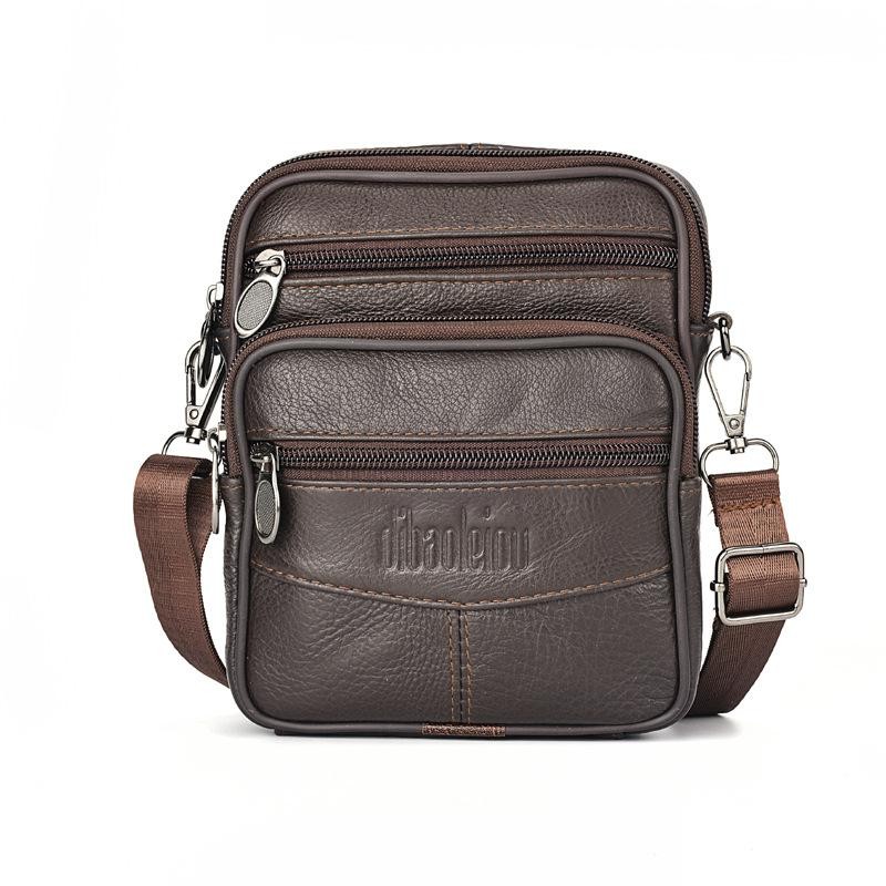 Men’s Genuine Leather Crossbody Bag, Vertical Multifunctional Shoulder Briefcase
