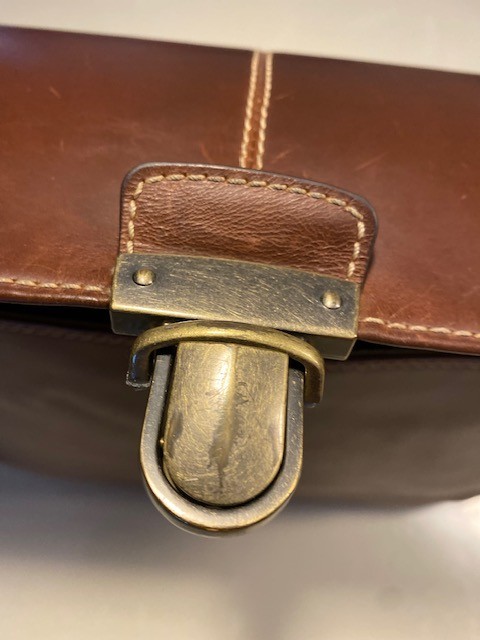 Boconi Cognac Leather Padded Briefcase w/Compartments