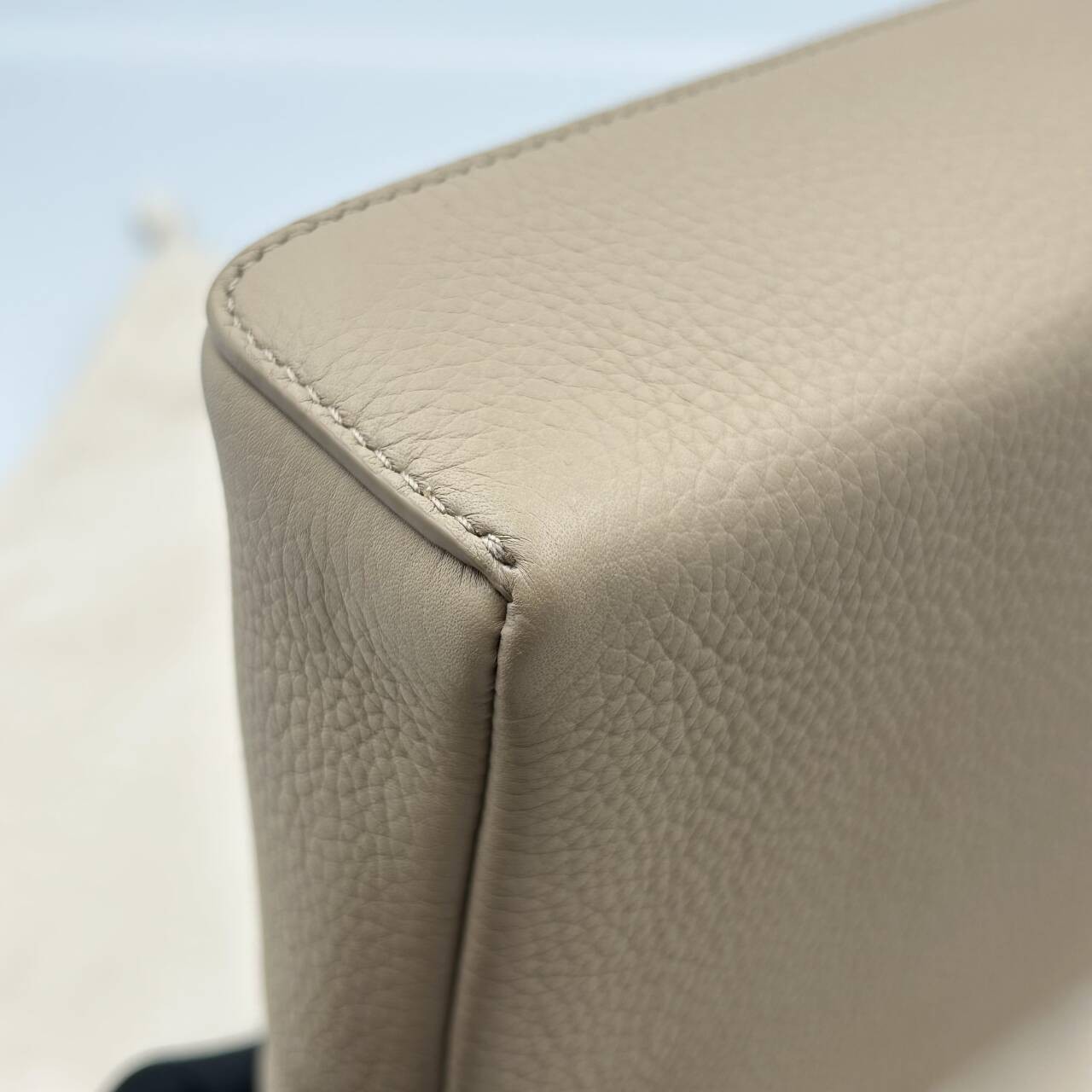 Loro Piana Extra Pouch L29 Grained Calfskin Warm Mastic Onyx Clutch Wristlet Bag