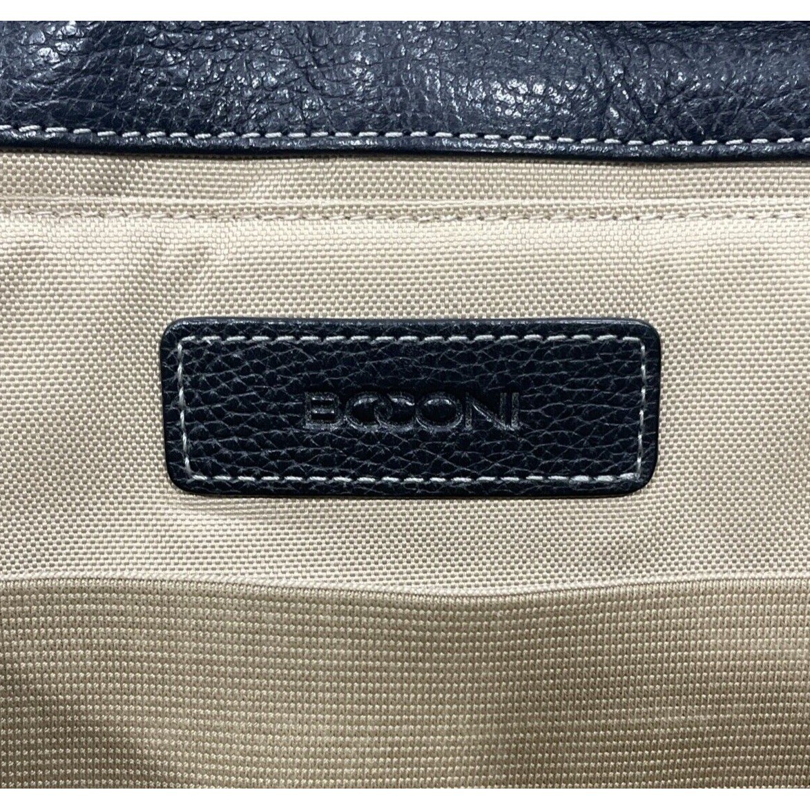 BOCONI Black Tumbled Leather Briefcase Padded Attaché Case RFID Protection