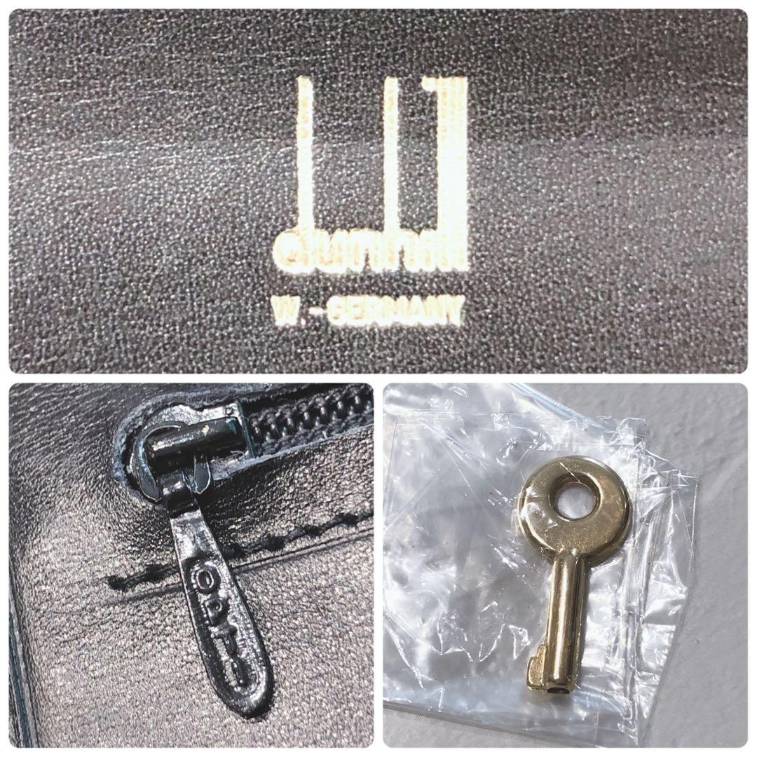 Dunhill Flap Clutch Bag Second Bag Black Leather Lock & Key Wrist Strap Men’s