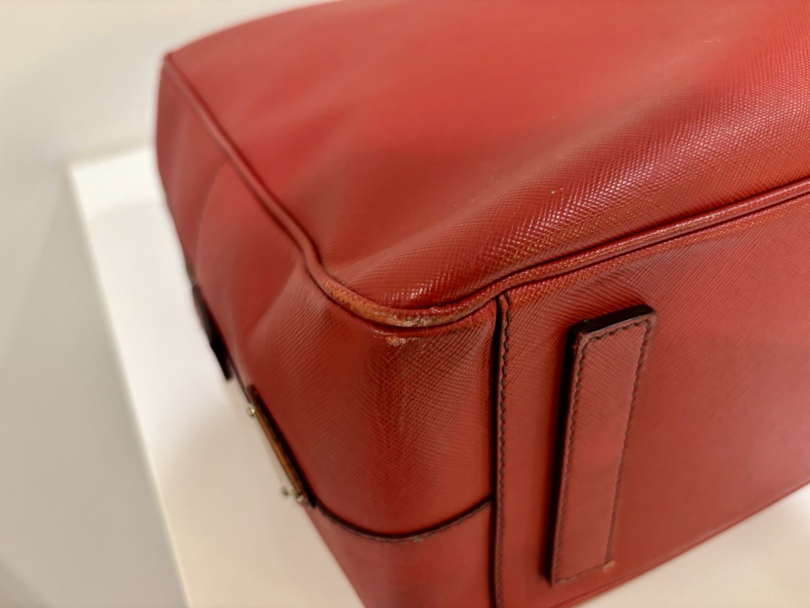 Prada Saffiano Classic Red Leather Computer / Overnight Bag VG Dolce