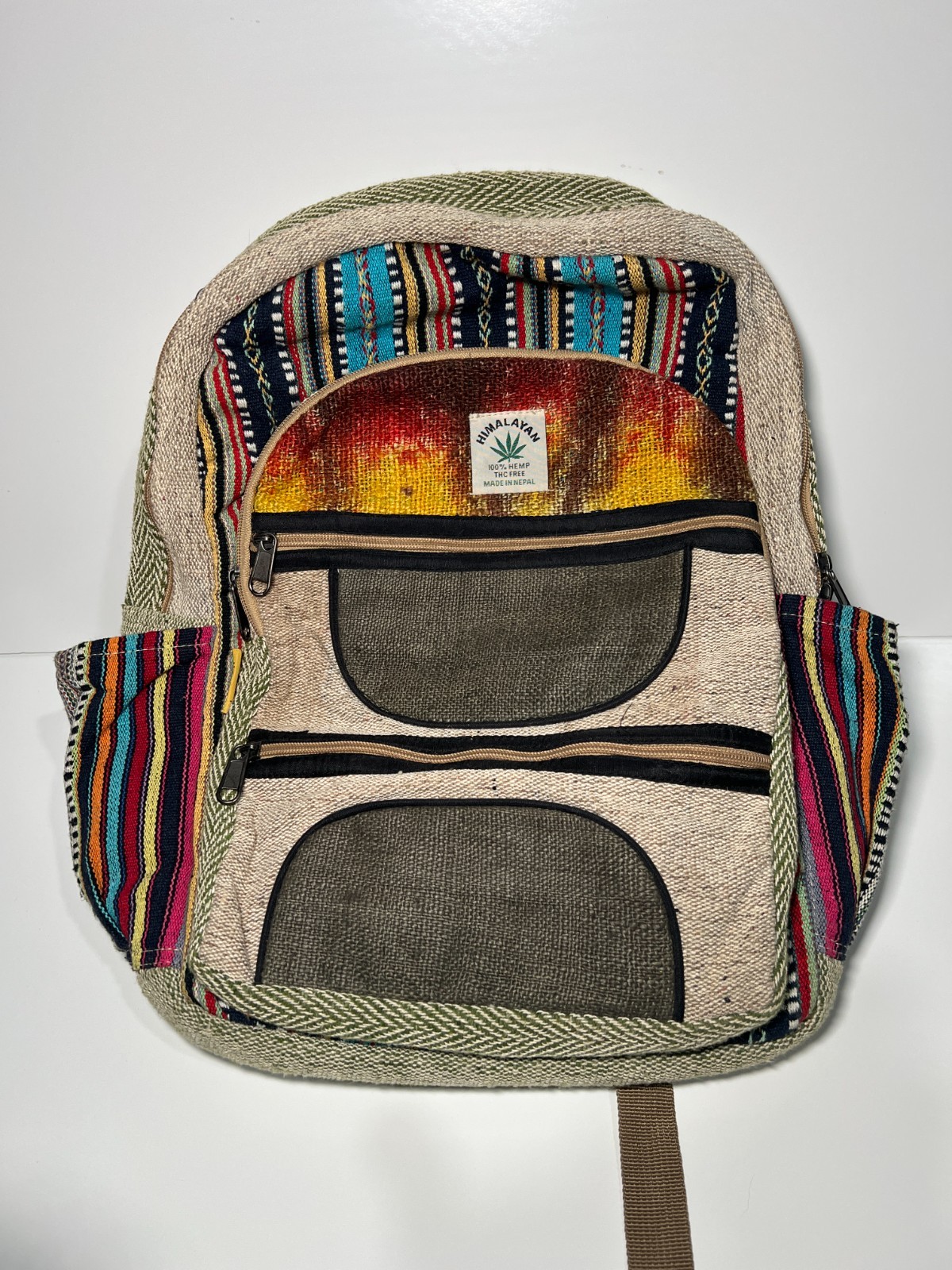 Himalayan Hemp Bag Backpack Eco Friendly Boho Made in Nepal 16″HX13″W