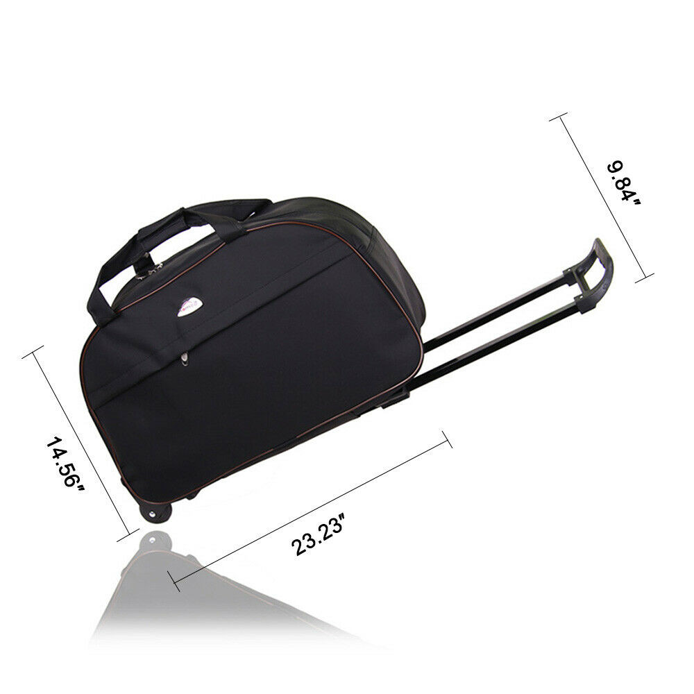 24″ Rolling Duffle Bag Nylon Travel Duffel Luggage w/Retractable Handle Wheels