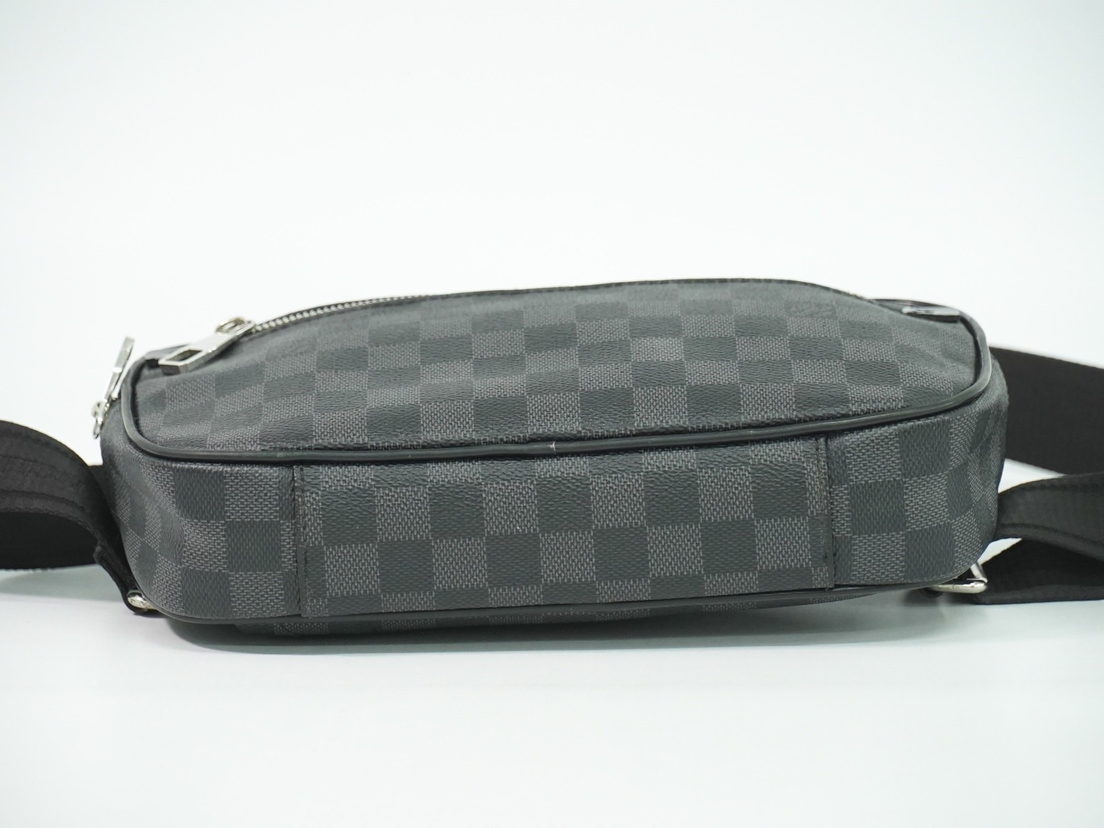Louis Vuitton Ambler N41289 Damier Graphite Canvas Belt Body Bag Black Gray
