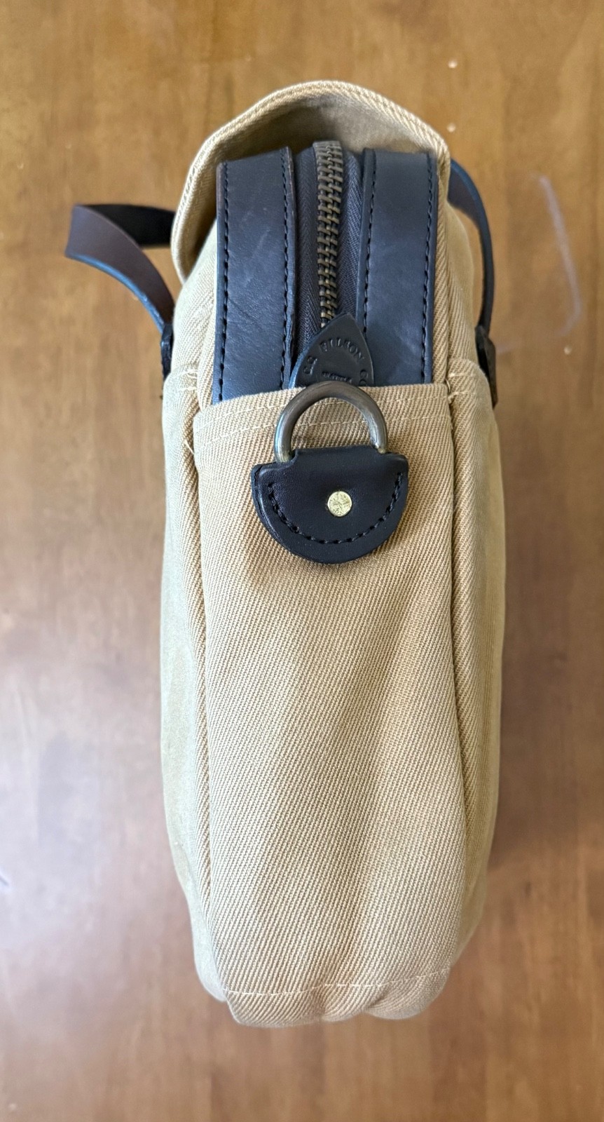 Filson Original 256 Briefcase Tan Twill Leather Made USA Laptop Bag No Strap