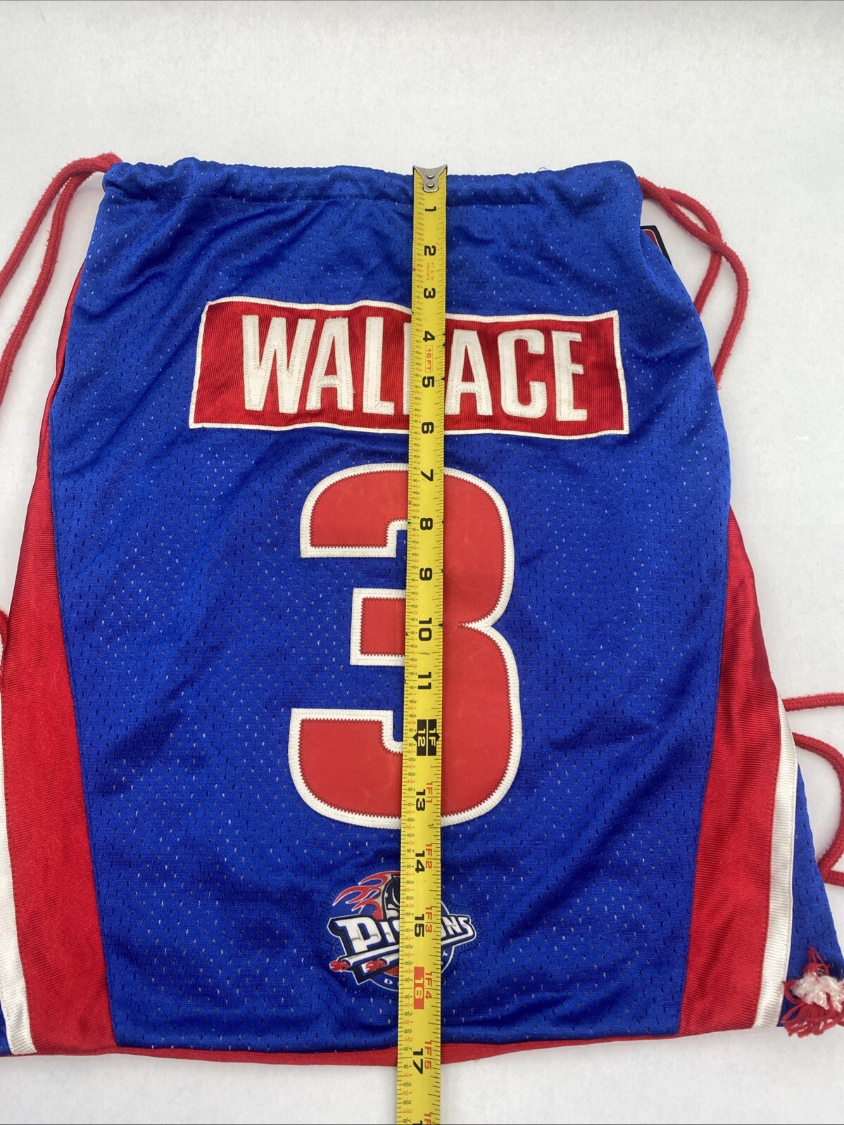 (2) WALLACE Drawstring Cinch Sacks Backpack School Tote Gym Bags Red White Blue