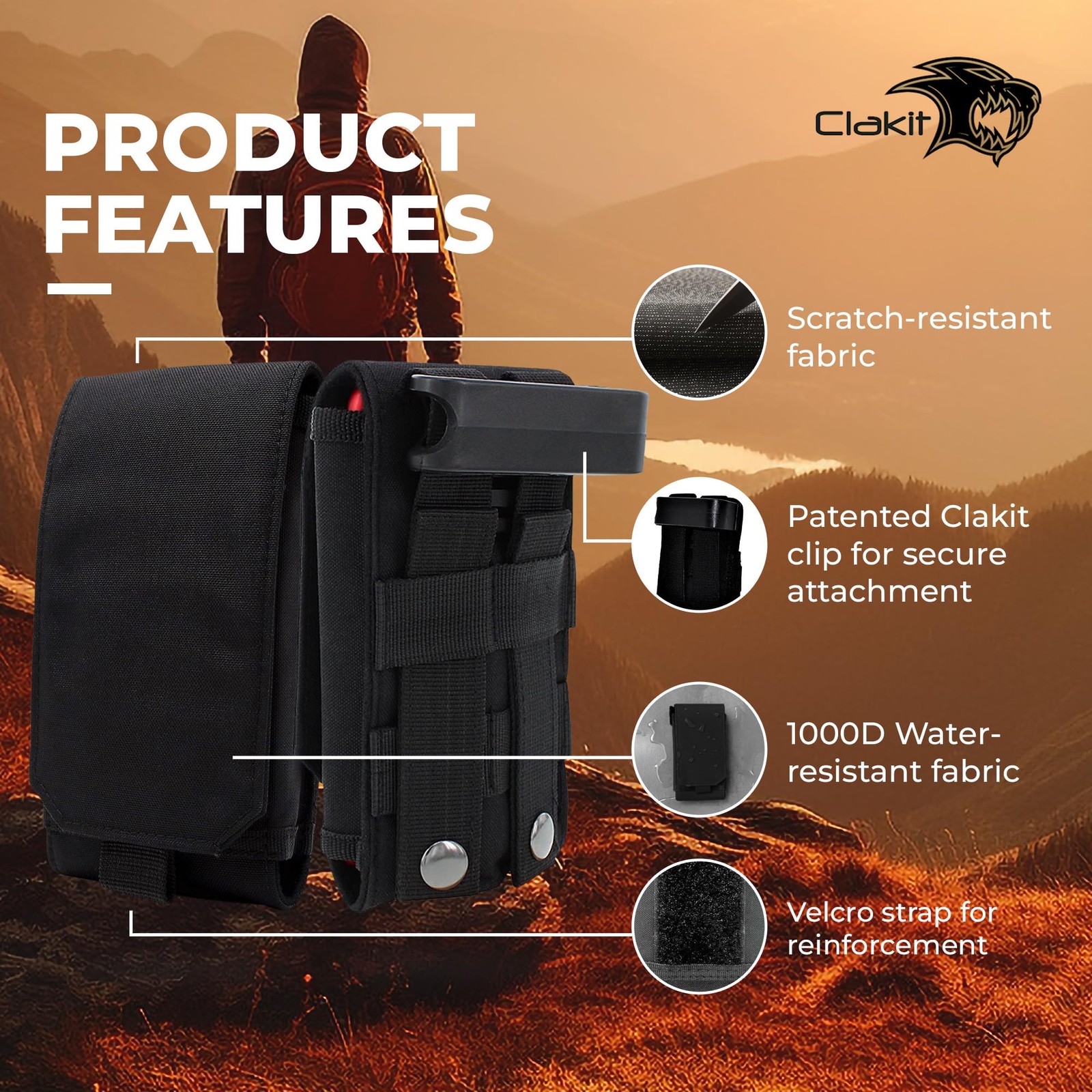 Phone Holster with Clip – Hook Loop Nylon Cellphone Holster Compact Pouch, Ba…
