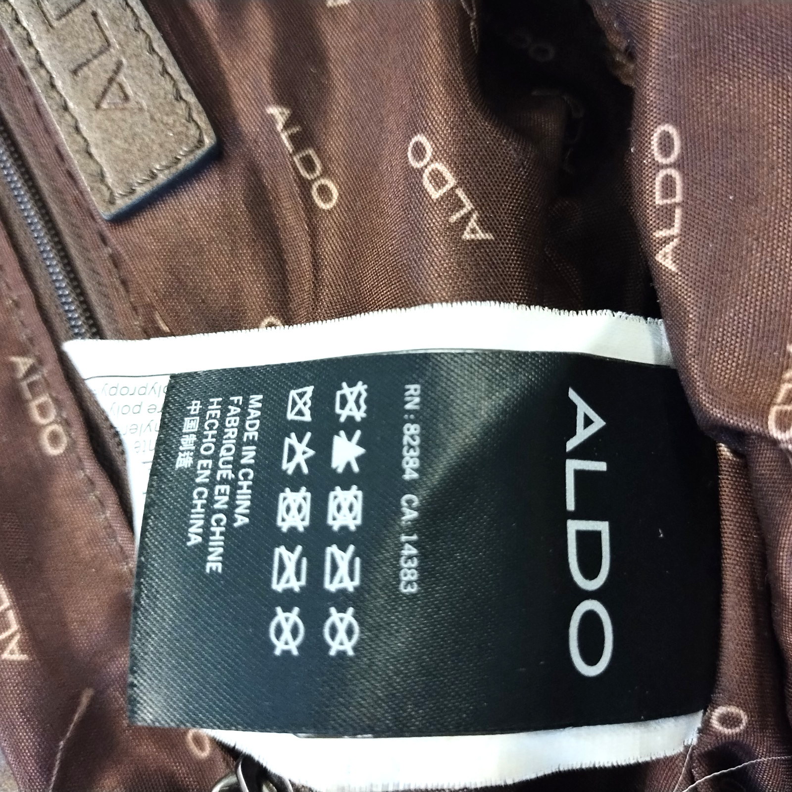 ALDO Brown Faux Leather Bucket Drawstring Backpack Buckle Top Sides GUC