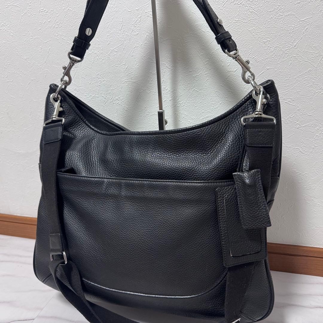 PELLE MORBIDA Maiden Voyage 2Way Editor Bag Black Shrink Leather A4 Shoulder
