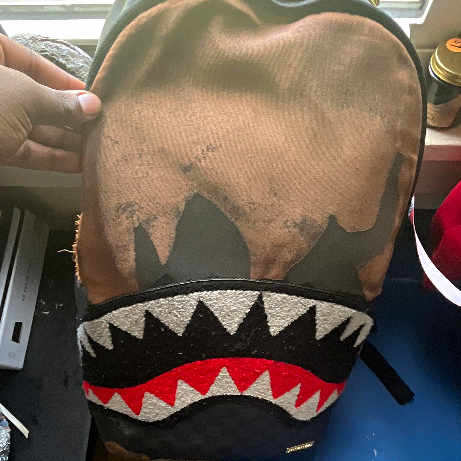 Sprayground Limited Edition Shark Mouth Backpack Brown Black Red Zip Unisex