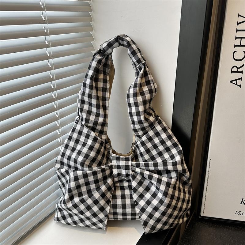 Women’s Retro Checkered Backpack Large Capacity Shoulder School Travel Bag