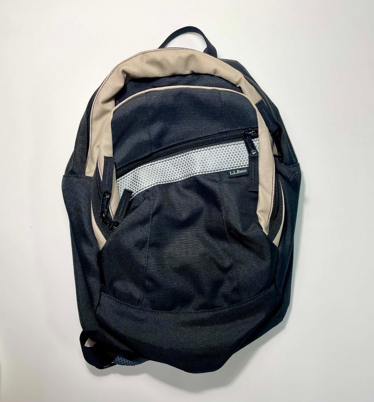 Vtg L.L. Bean Grid Ripstop Sling Backpack Black Grey Tan Reflective Y2K Techwear