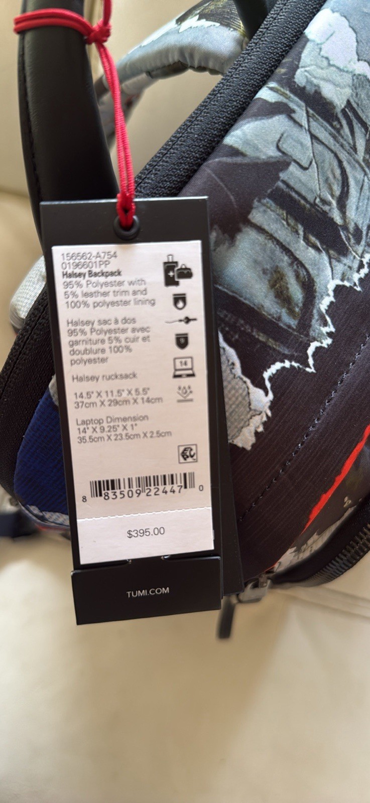 TUMI Multicolor Abstract Backpack Zip Closure w/ Laptop Sleeve Travel Unisex